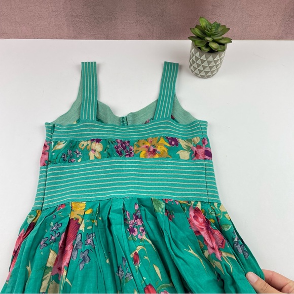 Pura Vida Green Floral Pink Yellow Dress Boho Women Size 2 - Picture 6 of 6